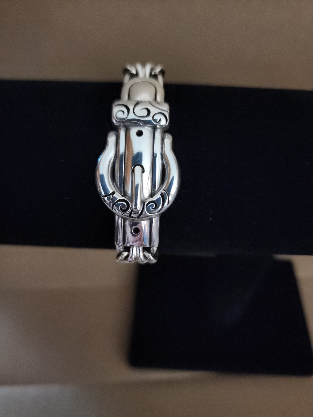 Brighton Silver Tone Buckle Bracelet - Intricate Scroll Design - Picture 2 of 7